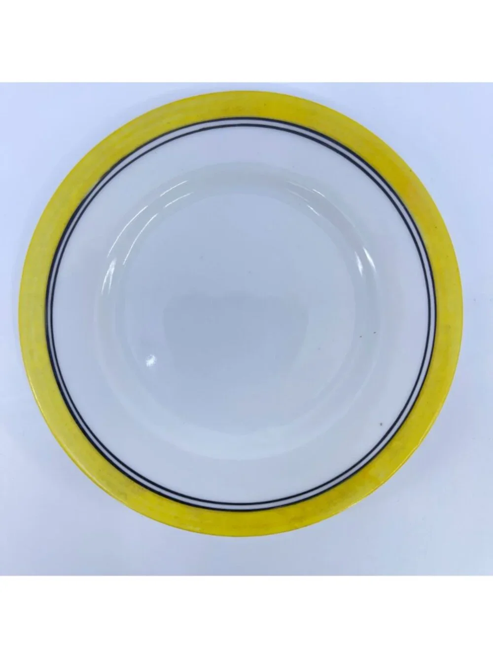 vintage ceramic condiment jar with lid & saucer hand-painted geometric pattern